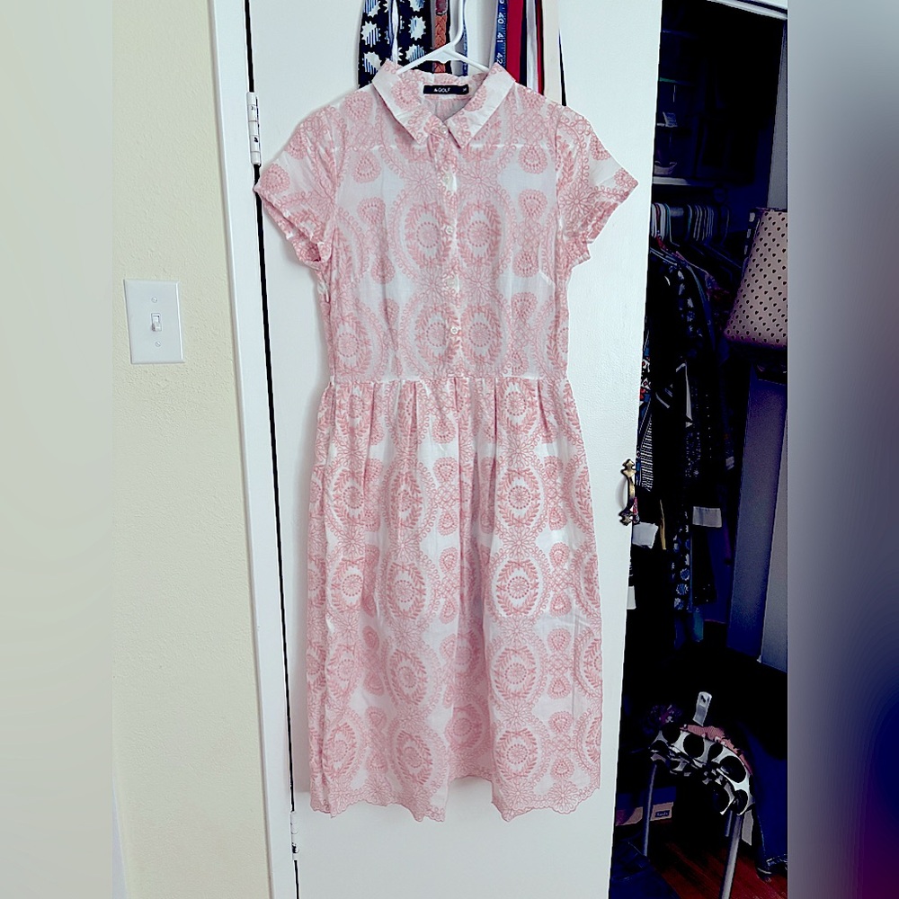 GOLF Embroidered Midi Shirtdress Sz 38
